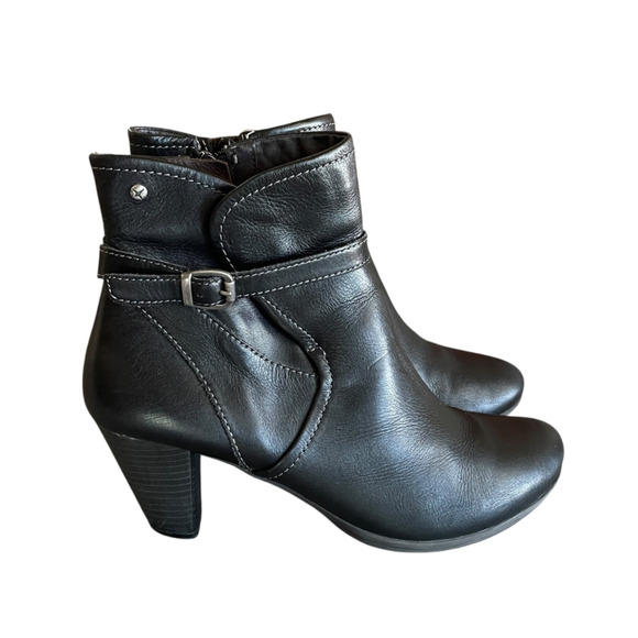 PIKOLINOS Women's Size 40/9-9.5 Black Leather Side Zip Buckle Lined Ankle Boots - Picture 2 of 10